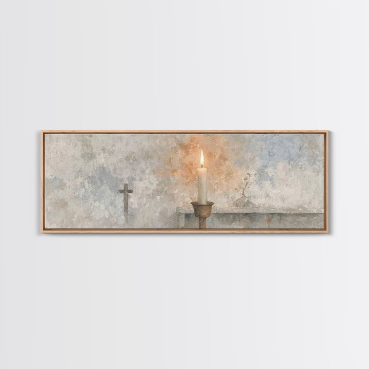 Candle Of Mercy – Framed Canvas Print – Christian Wall Art – Panoramic Art – Christian Art Canvas – Christian Christmas Art