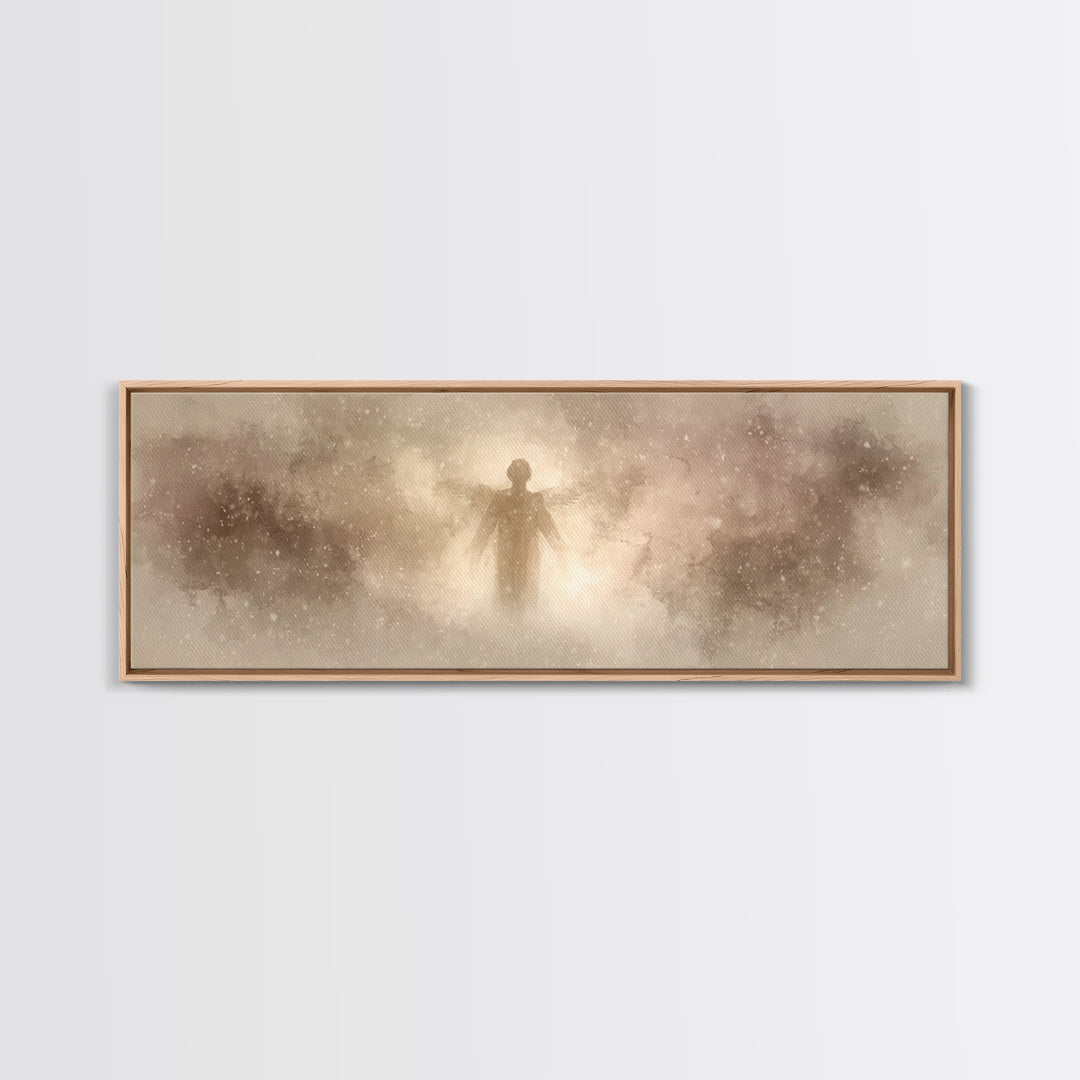 Angel Of Stillness | Framed Canvas Print | Panoramic Painting | Christian Wall Art | Christian Art Canvas | Christian Christmas Art | Moder