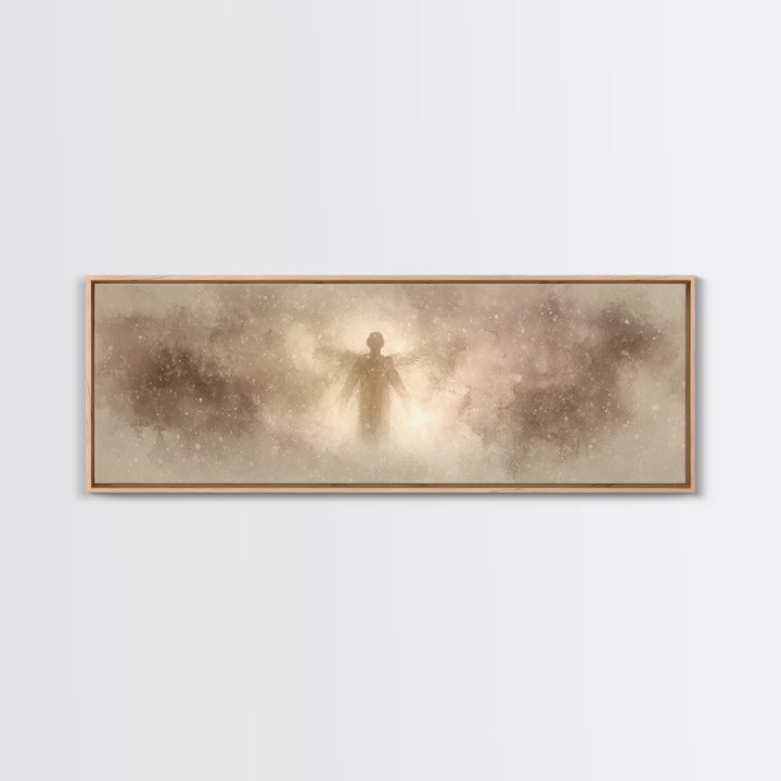 Angel Of Stillness | Framed Canvas Print | Panoramic Painting | Christian Wall Art | Christian Art Canvas | Christian Christmas Art | Moder