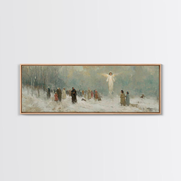 Heavenly Witness Light, Framed Canvas Print, Panoramic Wall Art, Christian Art Canvas, Christian Wall Art, Christmas Art, Christian Paintin