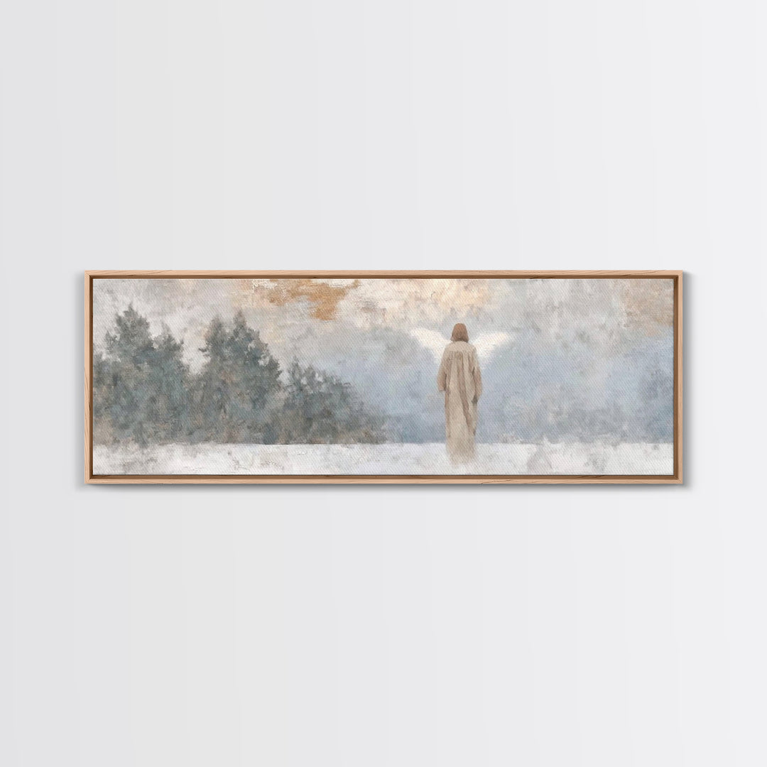 Silent Angel Watch – Framed Canvas Print – Panoramic Print – Christian Art – Minimalist Christian Art – Christian Art Canvas – Christmas Ar