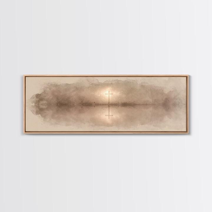 Shoreline Of Grace, Framed Canvas Print, Panoramic Art, Christian Wall Art, Christian Art Canvas, Christian Painting, Christmas Art