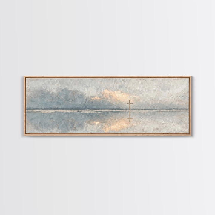 Reflections Of Hope – Framed Canvas Print – Panoramic Painting – Christian Wall Art – Christian Art Canvas – Christmas Art – Modern Christi