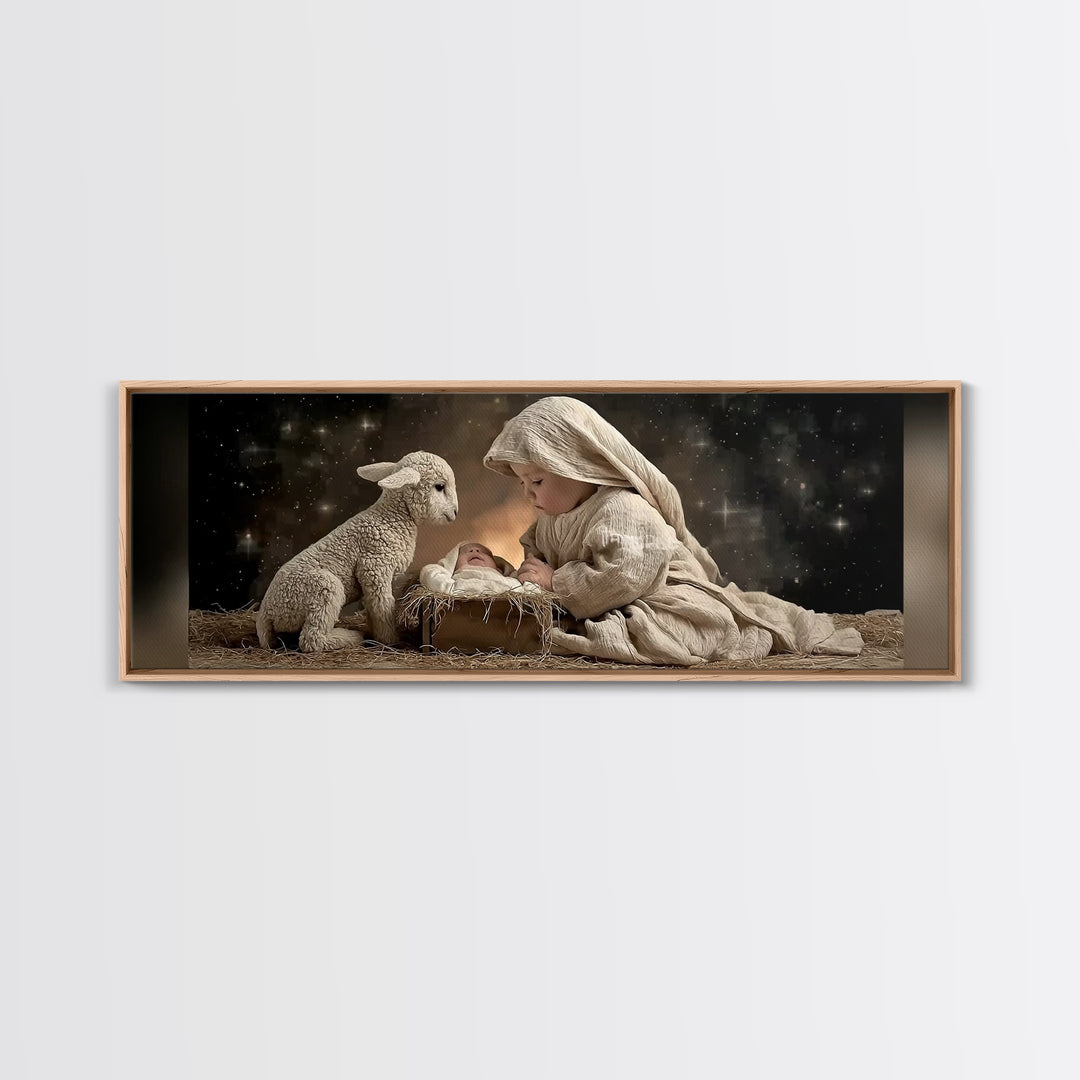 Bethlehem Dawn | Framed Canvas Print | Christian Art Canvas | Panoramic Wall Art | Christian Christmas Art | Jesus Painting | Christian Dec