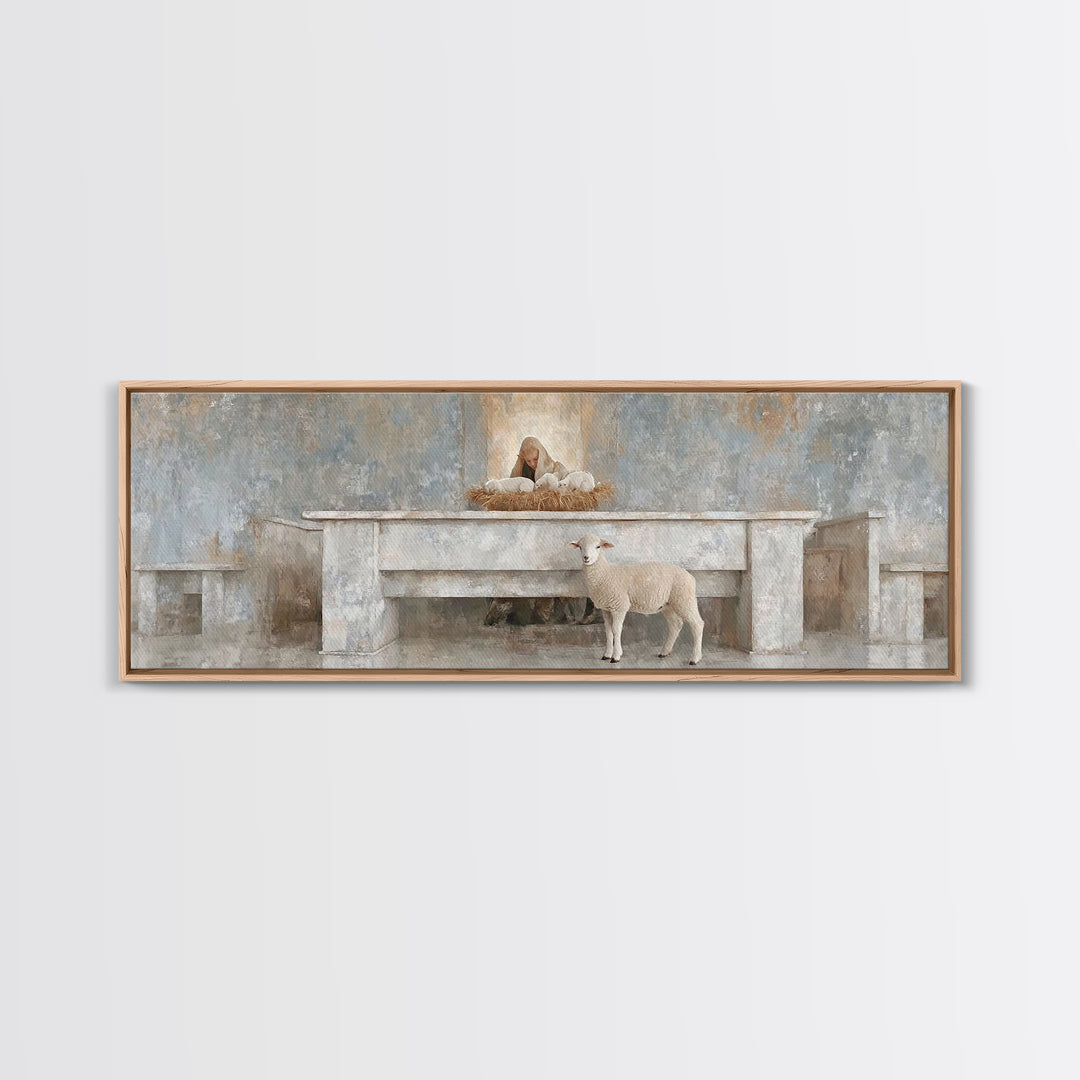 Holy Child Wonder, Framed Canvas Print, Christian Wall Art, Panoramic Painting, Christian Art Canvas, Christmas Art, Christian Christmas De