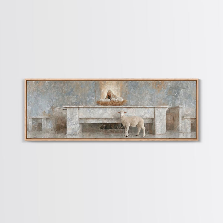 Holy Child Wonder, Framed Canvas Print, Christian Wall Art, Panoramic Painting, Christian Art Canvas, Christmas Art, Christian Christmas De