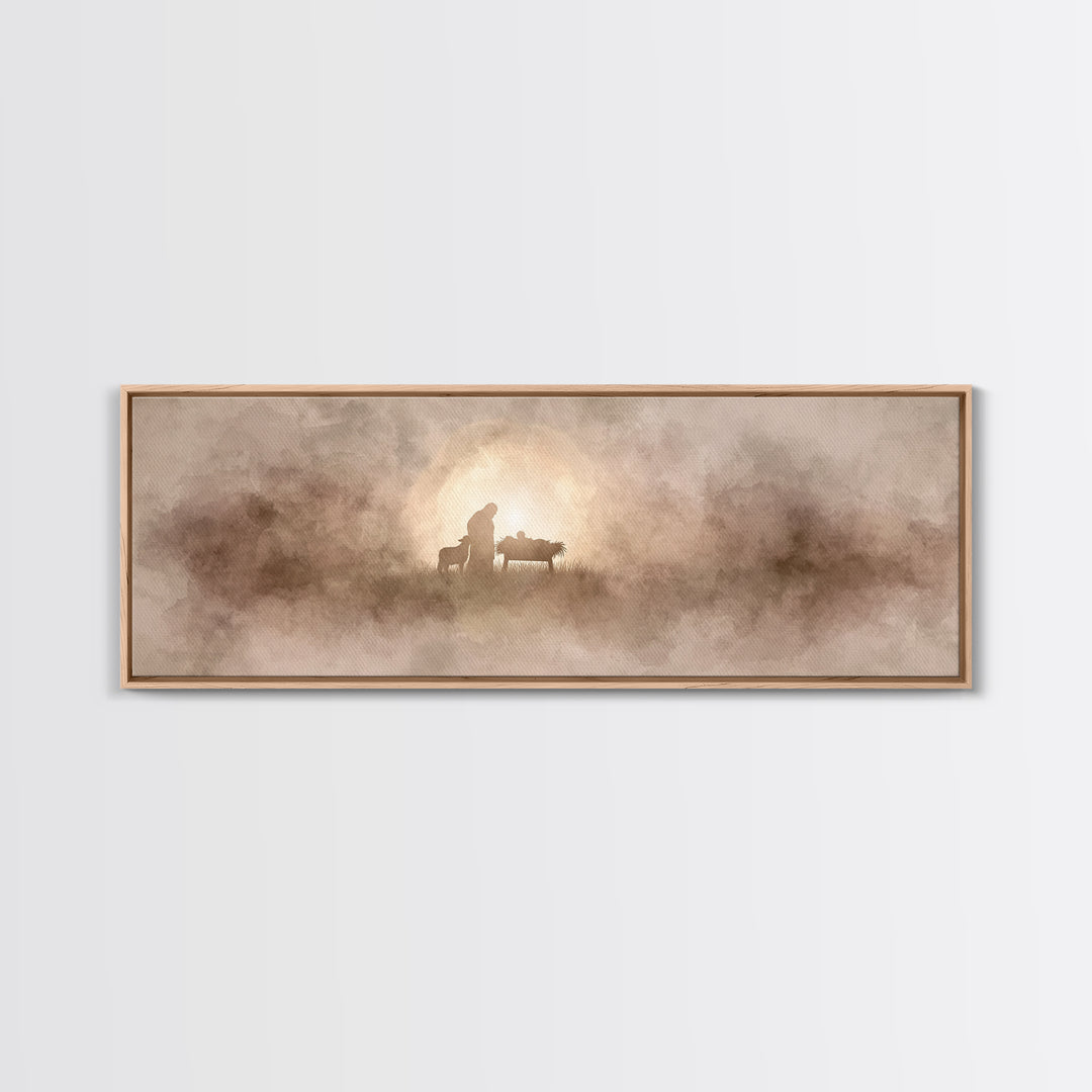Humble Birth Star | Framed Canvas Print | Christian Art Canvas | Panoramic Painting | Christian Christmas Art | Christian Wall Art | Jesus