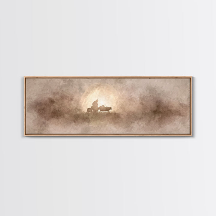 Humble Birth Star | Framed Canvas Print | Christian Art Canvas | Panoramic Painting | Christian Christmas Art | Christian Wall Art | Jesus
