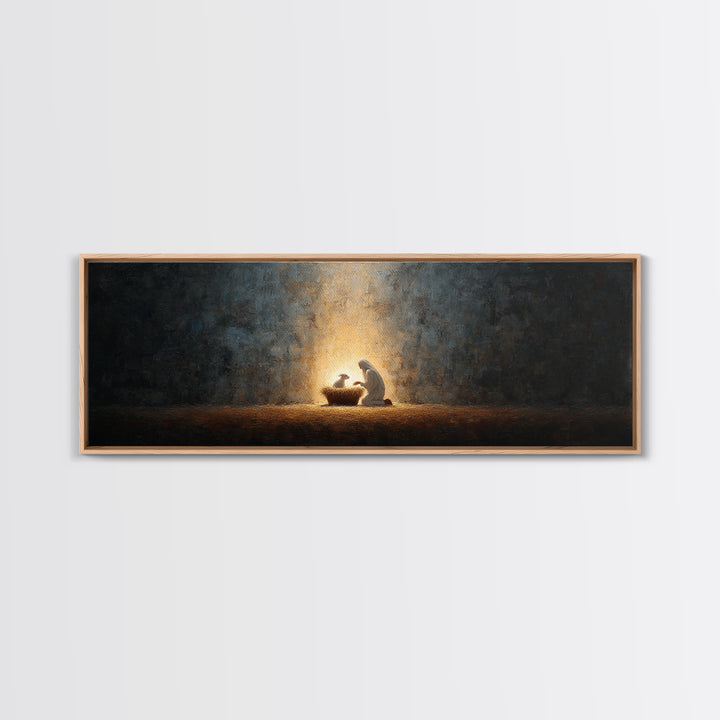 Divine Infant Peace, Framed Canvas Print, Christian Christmas Art, Panoramic Print, Christian Wall Art, Jesus Painting, Christian Art Canva