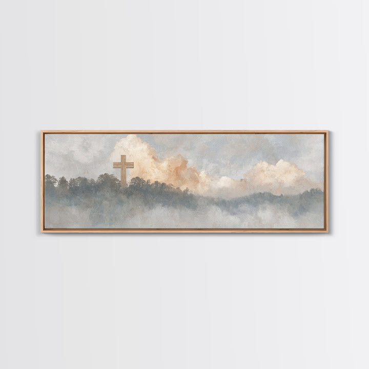 Clouds Of Grace, Framed Canvas Print, Christian Wall Art, Christian Art Canvas, Christian Painting, Christian Christmas Art, Panoramic Art