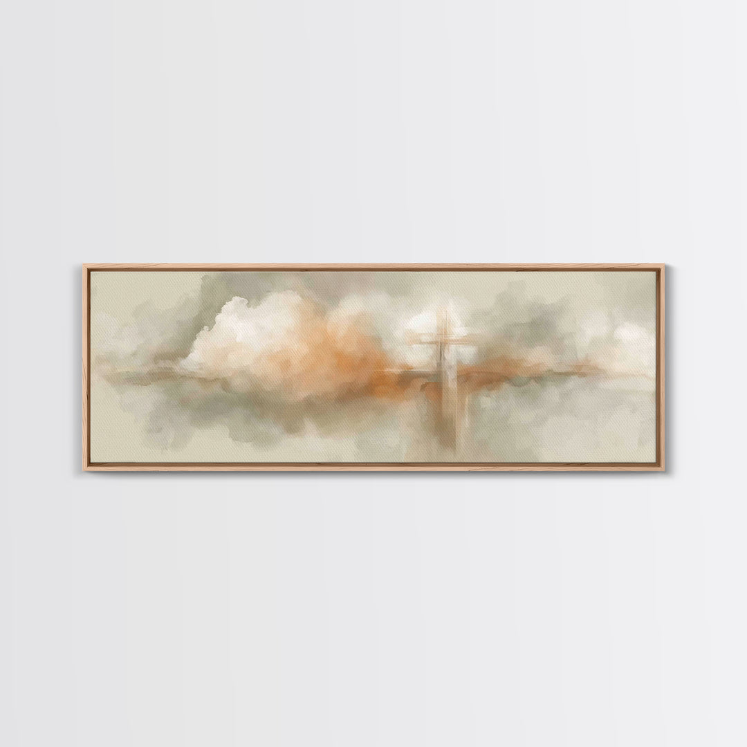 Glory In The Mist – Framed Canvas Print – Christian Wall Art – Christian Painting – Christian Art Canvas – Christmas Art – Panoramic Wall A