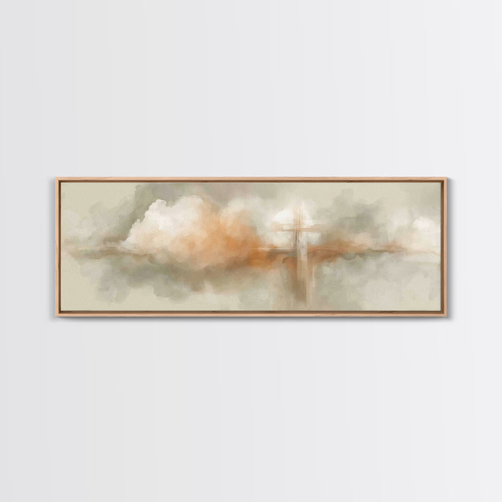 Glory In The Mist – Framed Canvas Print – Christian Wall Art – Christian Painting – Christian Art Canvas – Christmas Art – Panoramic Wall A