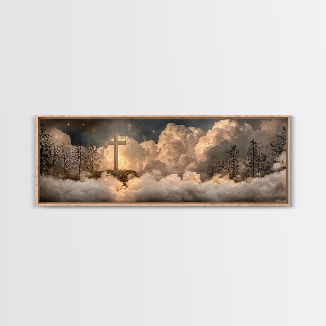 Heavenly Ascent, Framed Canvas Print, Christian Wall Art, Christian Art Canvas, Christian Painting, Christian Christmas Art, Panoramic Prin
