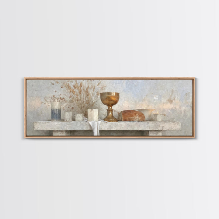 Sacred Communion | Framed Canvas Print | Christian Wall Art | Christian Art Canvas | Christian Painting | Christian Decor | Panoramic Art