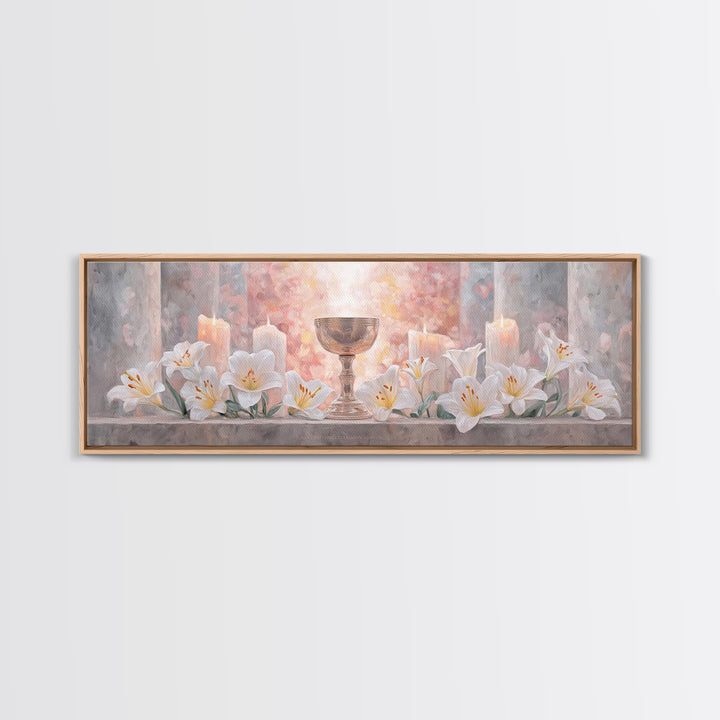 Heavenly Chalice Light – Framed Canvas Print – Christian Christmas Art – Christian Art Canvas – Panoramic Art – Christian Wall Art