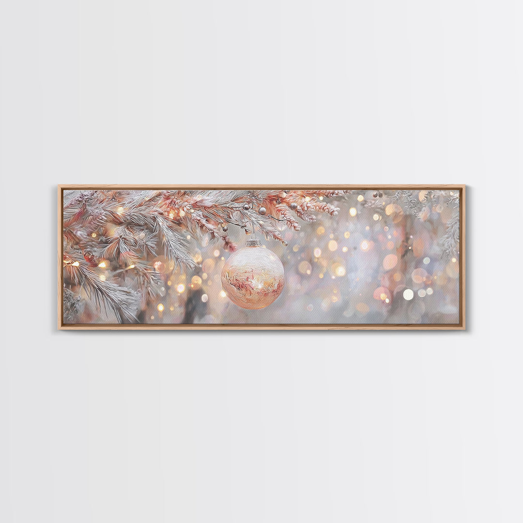 Sacred Snowfall Grace | Framed Canvas Print | Christian Christmas Art | Panoramic Wall Art | Christmas Art Prints | Christian Decor | Vinta