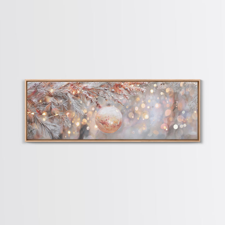 Sacred Snowfall Grace | Framed Canvas Print | Christian Christmas Art | Panoramic Wall Art | Christmas Art Prints | Christian Decor | Vinta