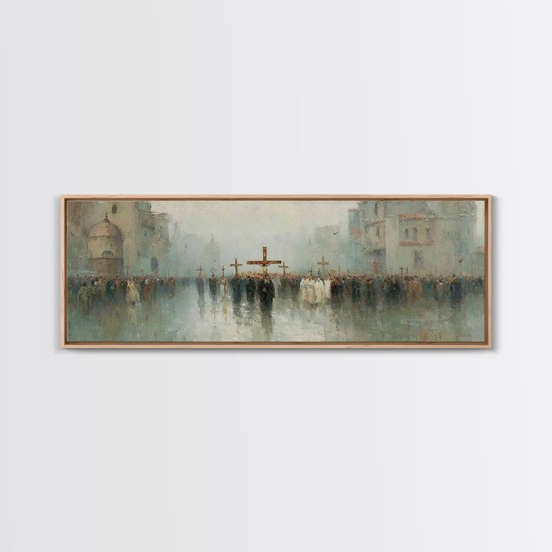 Holy Journey Night, Framed Canvas Print, Christian Christmas Art, Panoramic Wall Art, Jesus Christmas Art, Christmas Art Prints, Christian