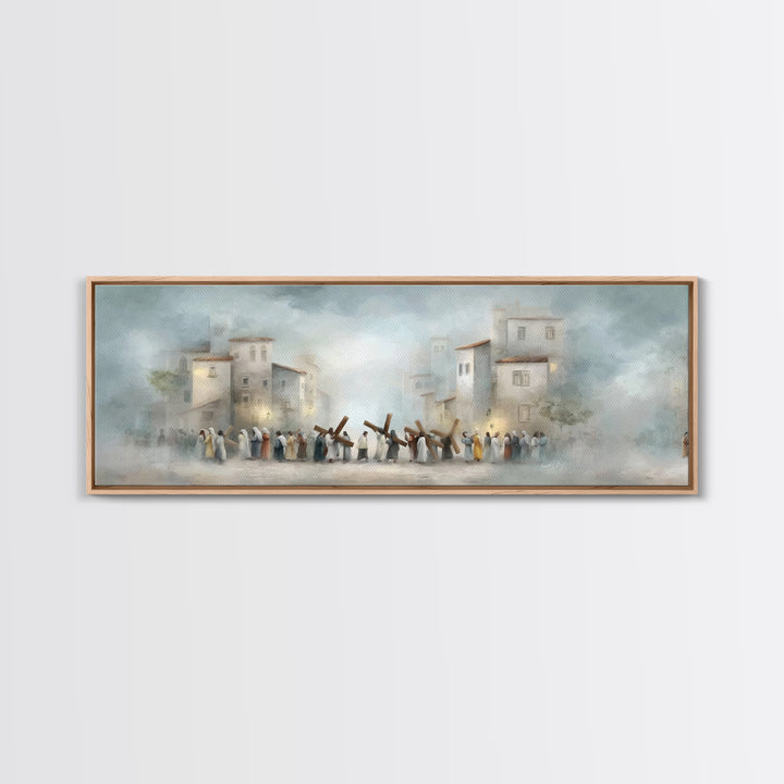 City Of Redemption – Framed Canvas Print – Christian Wall Art – Panoramic Wall Art – Christian Art Canvas – Subtle Christian Art