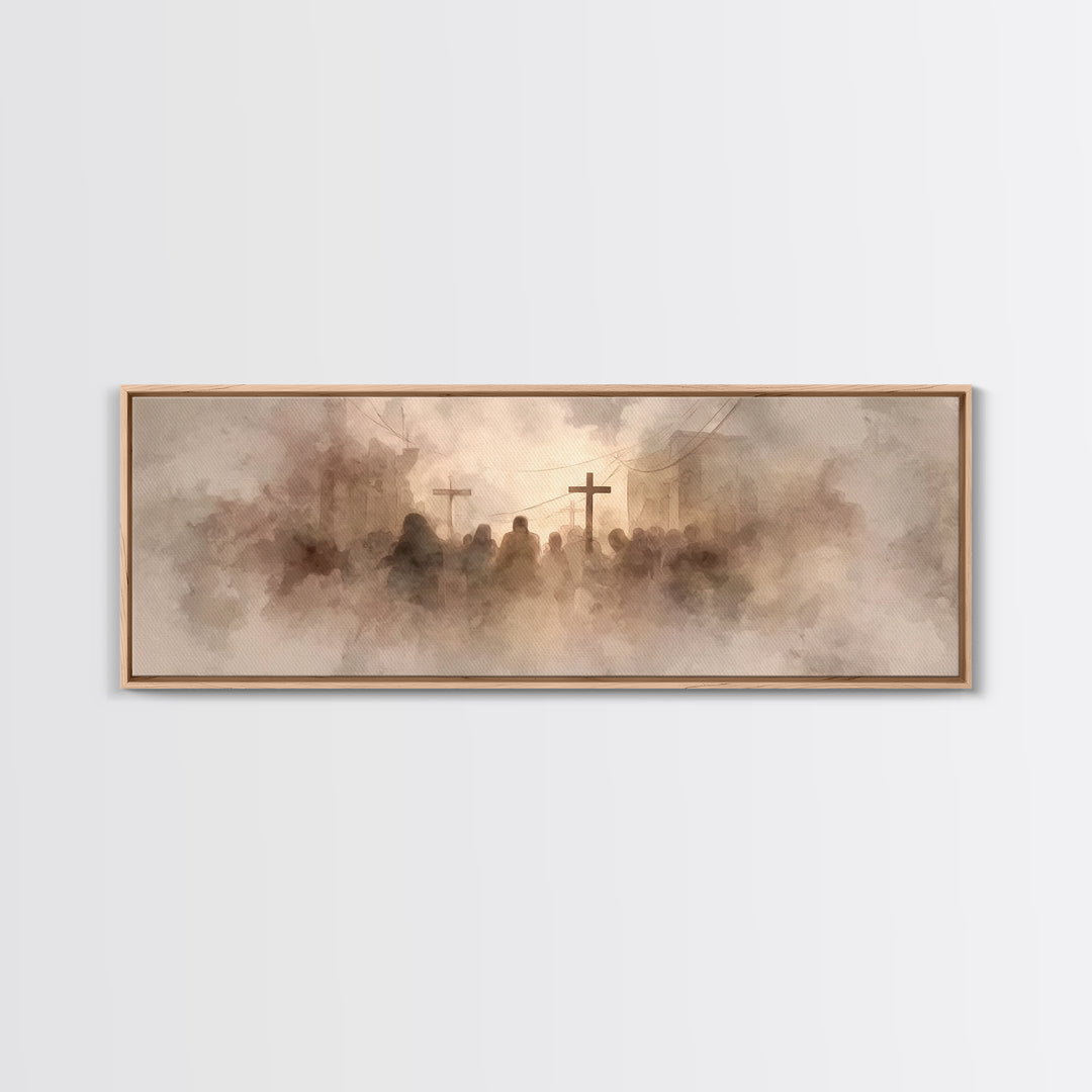 Dust Of Calvary | Framed Canvas Print | Christian Wall Art | Panoramic Art | Moody Christian Art | Christian Art Canvas