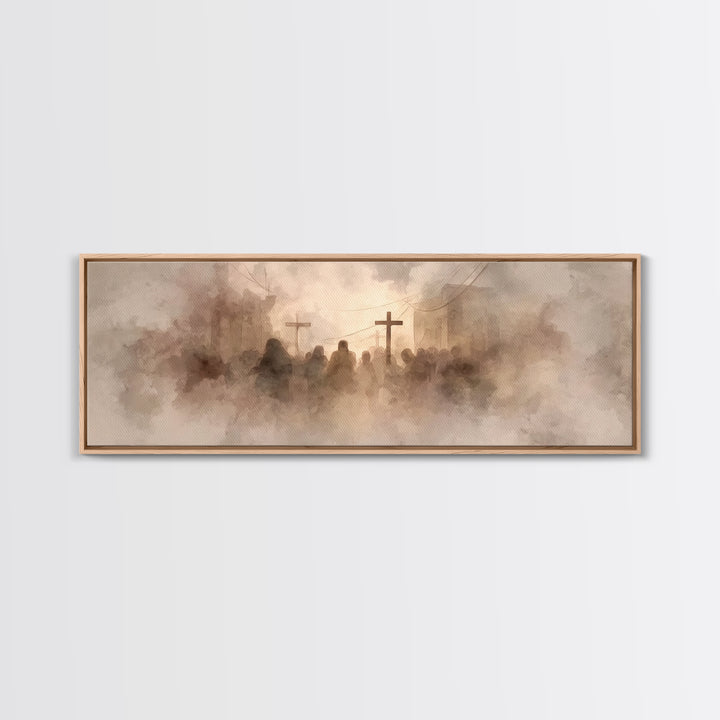 Dust Of Calvary | Framed Canvas Print | Christian Wall Art | Panoramic Art | Moody Christian Art | Christian Art Canvas
