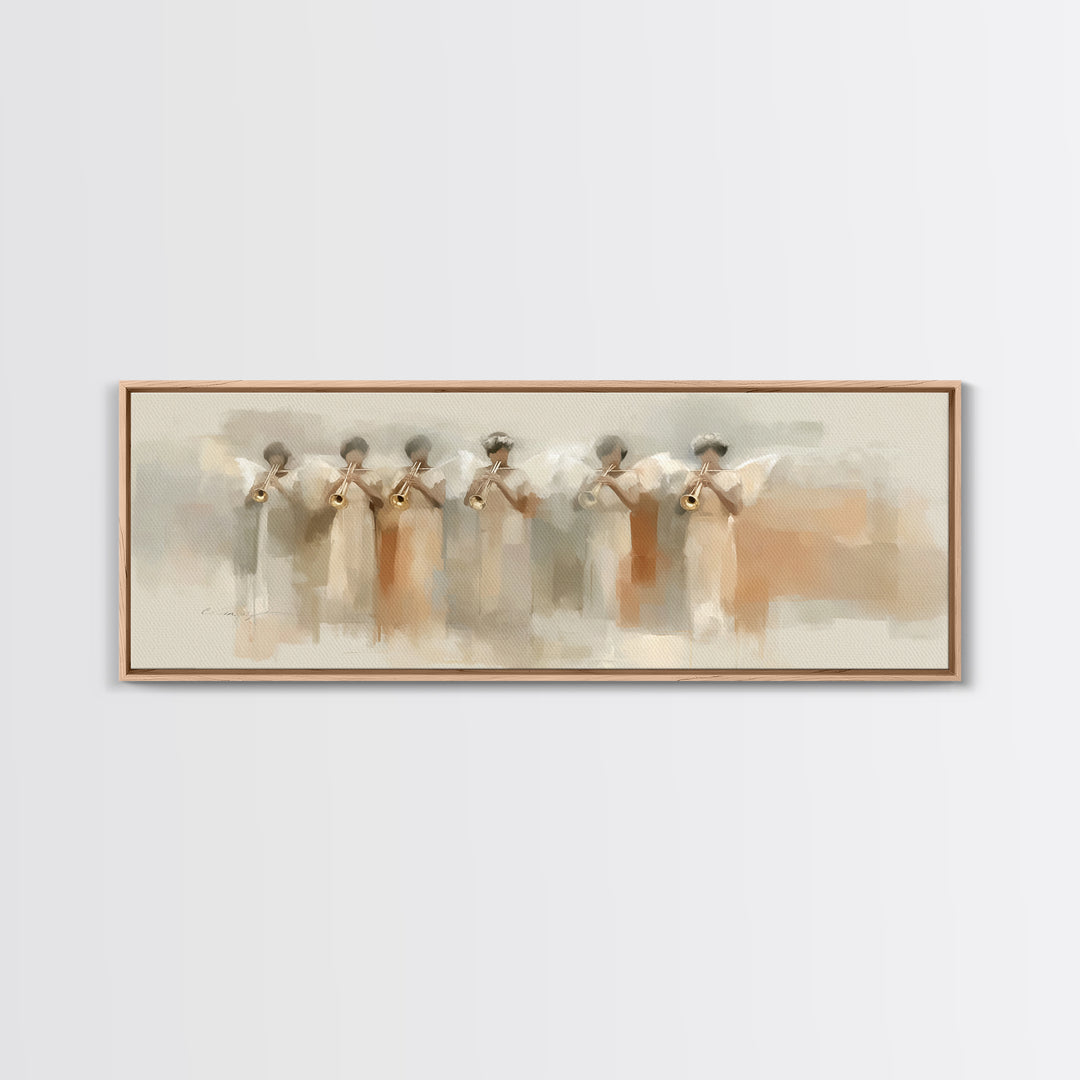 Trumpets Of Glory | Framed Canvas Print | Christian Art Canvas | Panoramic Painting | Christian Wall Art | Large Christian Art