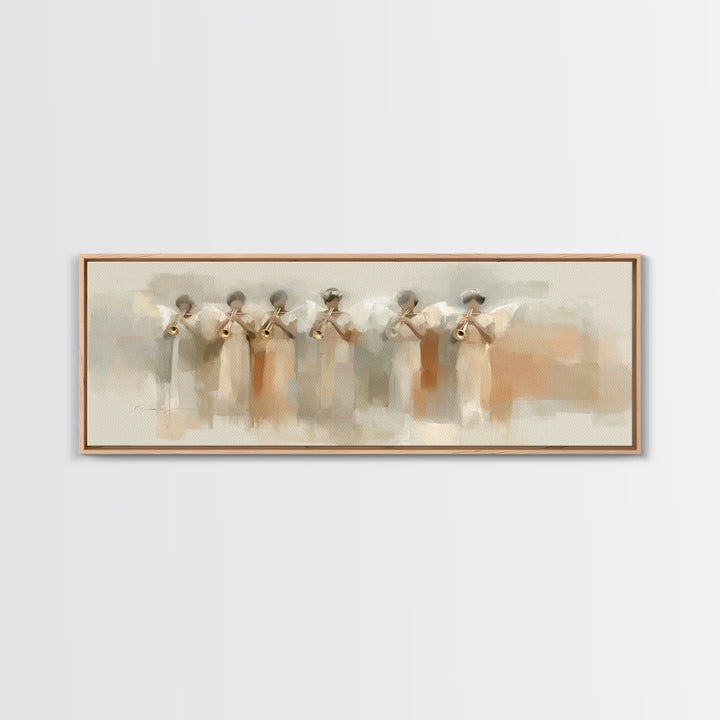 Trumpets Of Glory | Framed Canvas Print | Christian Art Canvas | Panoramic Painting | Christian Wall Art | Large Christian Art