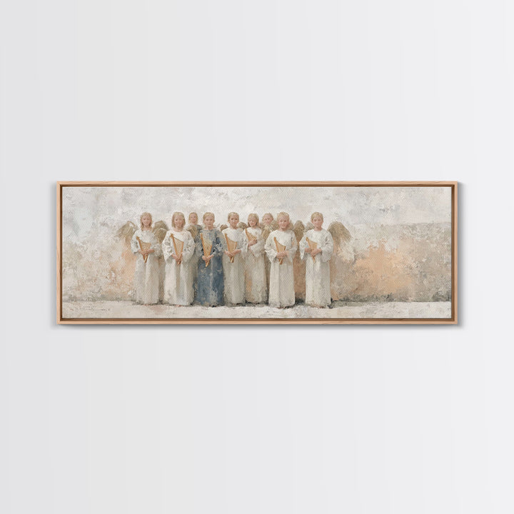 Heaven’s Gentle Choir – Framed Canvas Print – Christian Wall Art – Panoramic Art – Christian Art Canvas – Christmas Art Prints