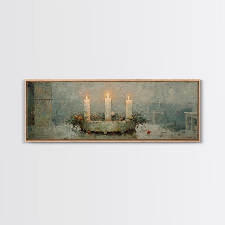 Advent Light | Framed Canvas Print | Panoramic Painting | Christian Wall Art | Christian Art Canvas | Christian Christmas Art