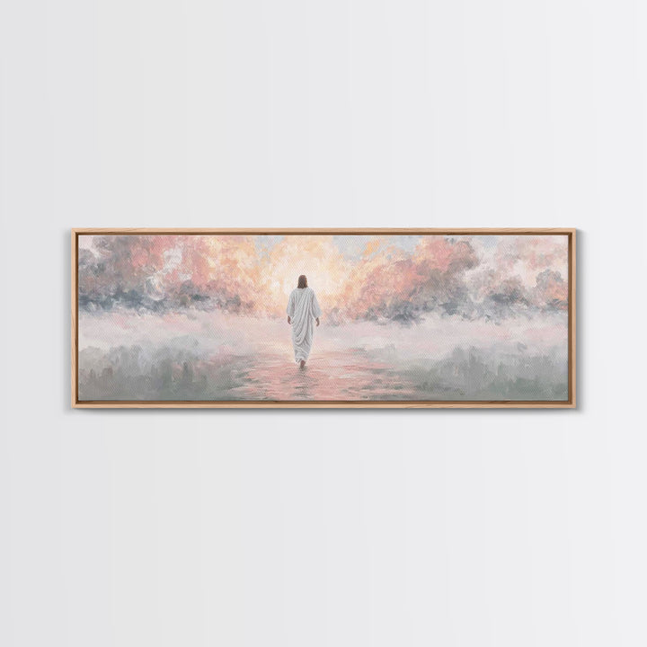 Radiant Glory Walk | Framed Canvas Print | Jesus Christmas Art | Christian Art Canvas | Modern Christian Art | Panoramic Frame | Christian