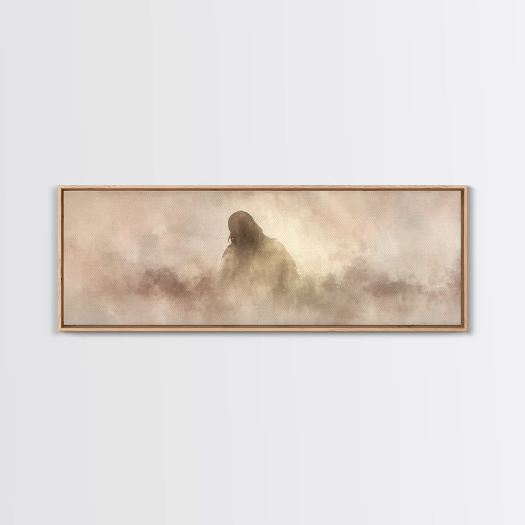 Veil Of Presence – Framed Canvas Print – Christian Art – Minimalist Christian Art – Subtle Christian Paintings – Panoramic Art – Christian