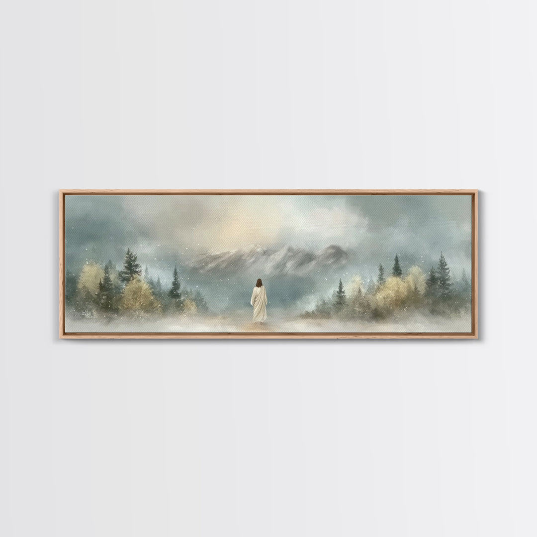 Morning Grace Walk, Framed Canvas Print, Christian Wall Art, Christian Art Canvas, Jesus Art Print, Panoramic Painting, Modern Christian Pa
