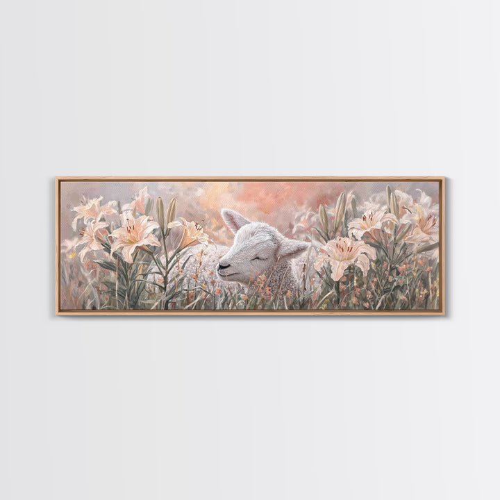 Garden Of Gentle Rest | Framed Canvas Print | Christian Wall Art | Christian Art Canvas | Christian Decor For Home | Panoramic Art | Christ