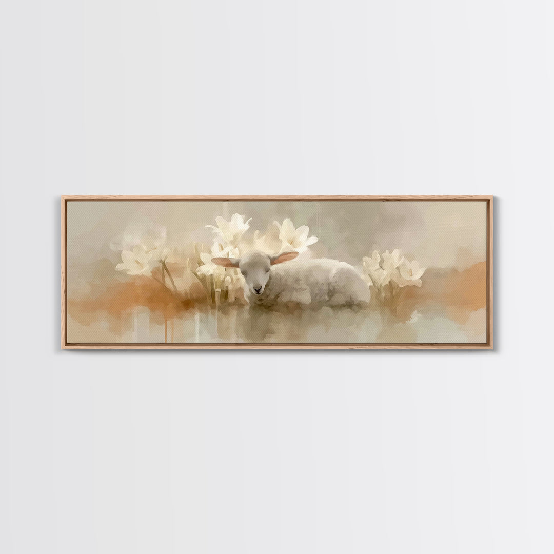 Lily Field Calm – Framed Canvas Print – Christian Art – Subtle Christian Paintings – Christian Art Canvas – Panoramic Print – Christian Wal