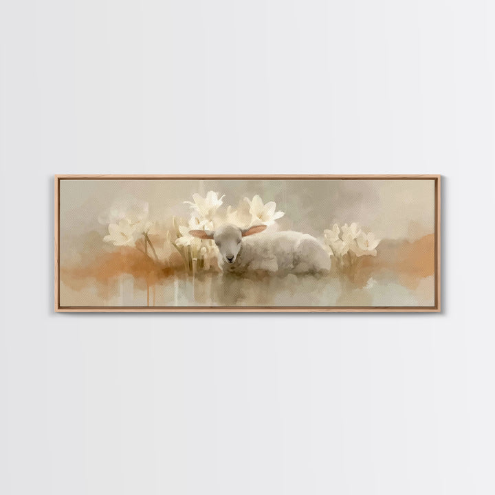 Lily Field Calm – Framed Canvas Print – Christian Art – Subtle Christian Paintings – Christian Art Canvas – Panoramic Print – Christian Wal
