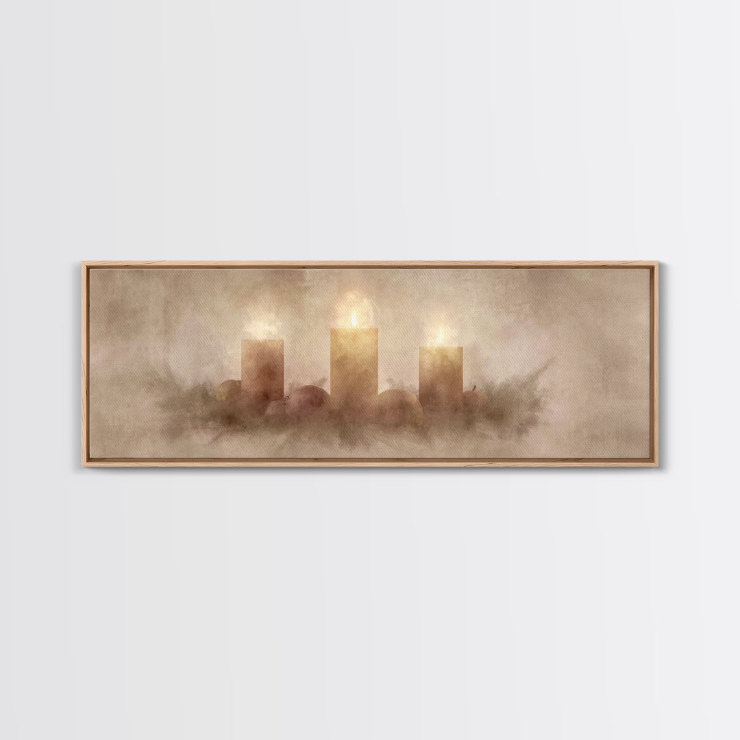Radiant Advent Glow | Framed Canvas Print | Christian Christmas Art | Christian Wall Art | Christmas Canvas Wall Art | Panoramic Wall Art |