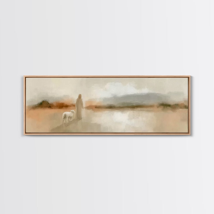 Shepherd’s Gentle Path | Framed Canvas Print | Panoramic Painting | Christian Art Canvas | Jesus Painting | Christian Wall Art | Christian