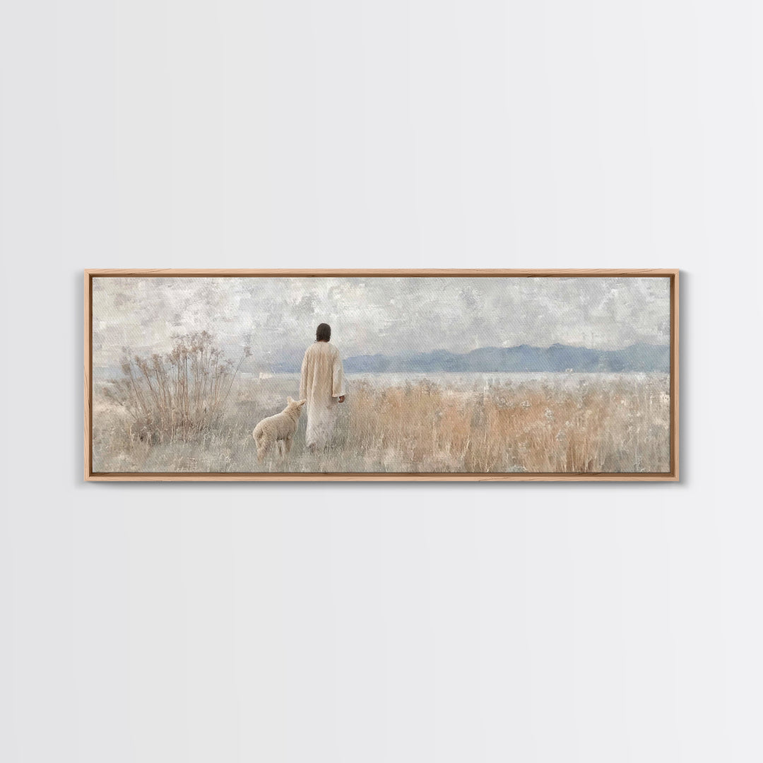 Grace In The Mist, Framed Canvas Print, Panoramic Painting, Christian Art Canvas, Jesus Painting, Christian Art, Christian Wall Art, Christ