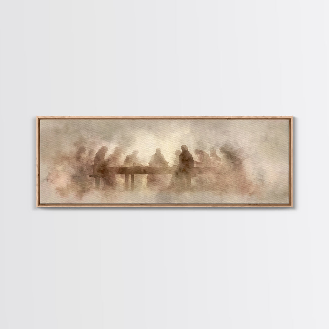Last Supper Mist | Framed Canvas Print | Christian Art | Panoramic Art | Christian Wall Art | Christmas Art | Jesus Canvas Art