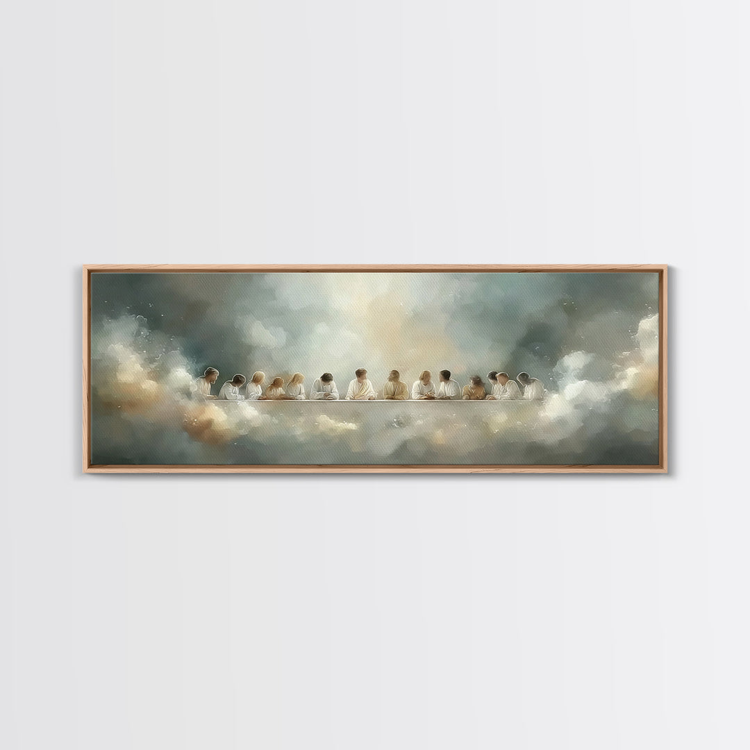Radiant Fellowship, Framed Canvas Print, Christian Wall Art, Panoramic Wall Art, Christian Art Canvas, Jesus Painting, Christmas Art