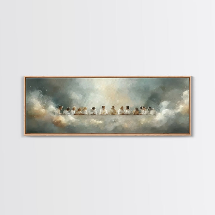 Radiant Fellowship, Framed Canvas Print, Christian Wall Art, Panoramic Wall Art, Christian Art Canvas, Jesus Painting, Christmas Art