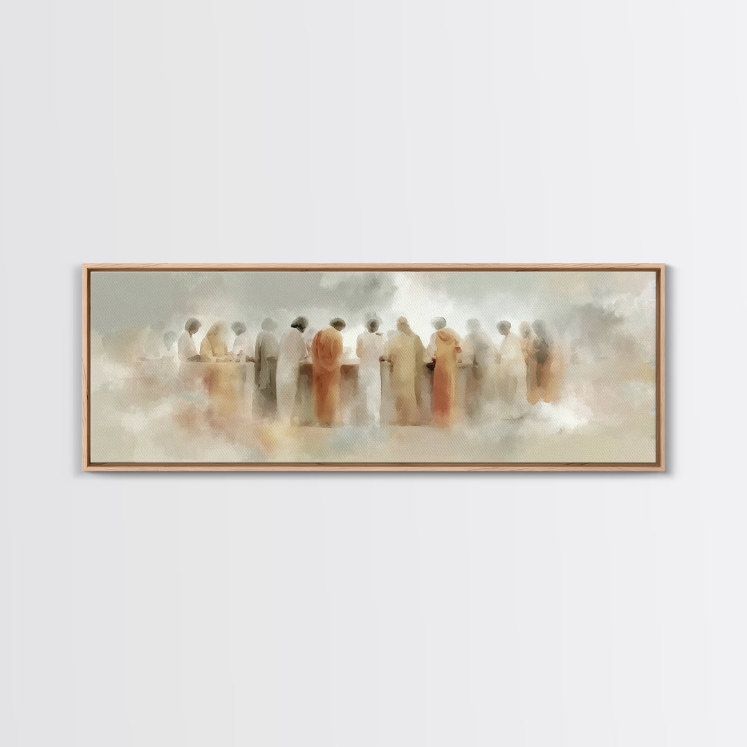 Cloudborne Gathering | Framed Canvas Print | Christian Art | Jesus Wall Art | Panoramic Painting | Christian Christmas Decor | Christian Ar