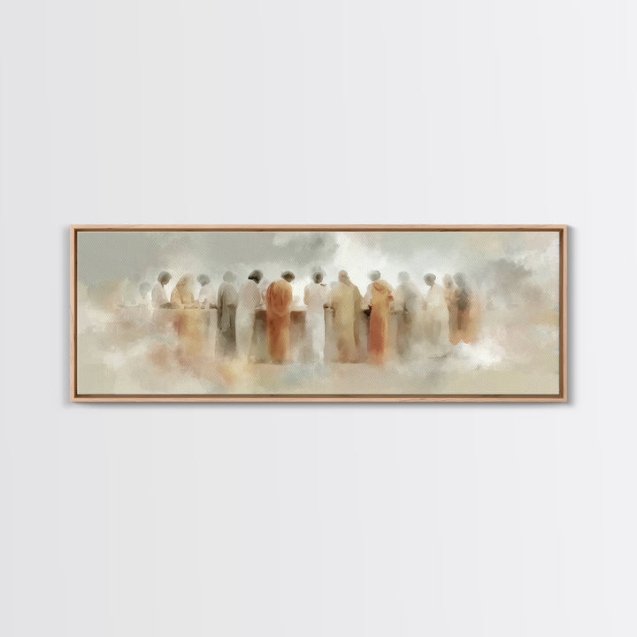 Cloudborne Gathering | Framed Canvas Print | Christian Art | Jesus Wall Art | Panoramic Painting | Christian Christmas Decor | Christian Ar