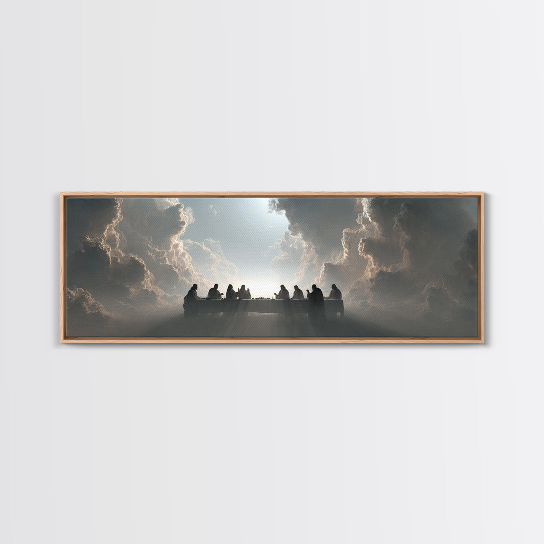 Heaven’s Table, Framed Canvas Print, Christian Art Canvas, Panoramic Print, Jesus Painting, Christian Wall Art, Christmas Art Prints