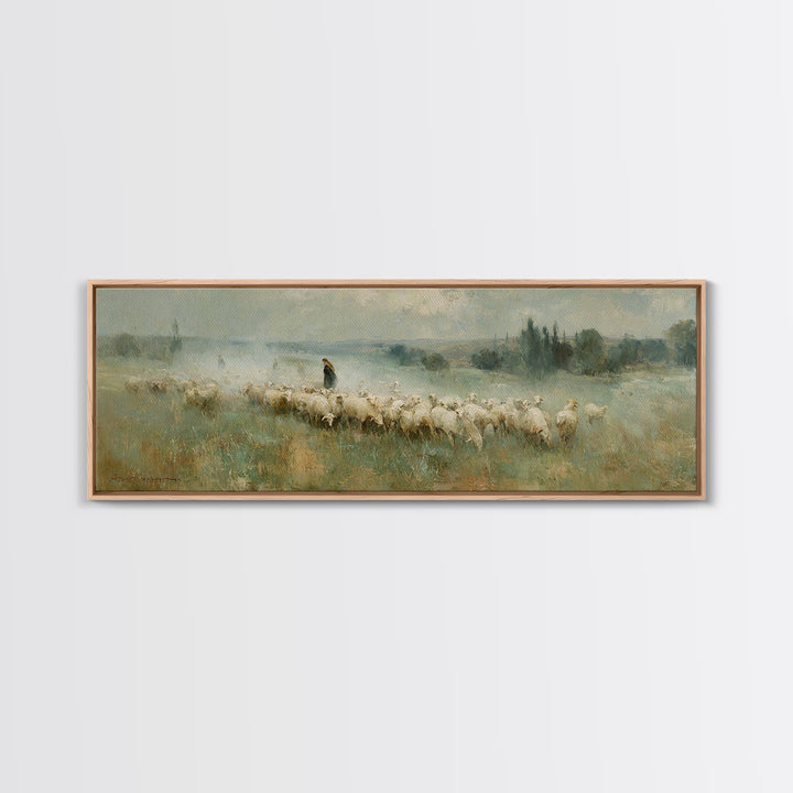 Shepherd’s Calm | Framed Canvas Print | Christian Art Canvas | Panoramic Wall Art | Jesus Painting | Christian Christmas Art | Christian De