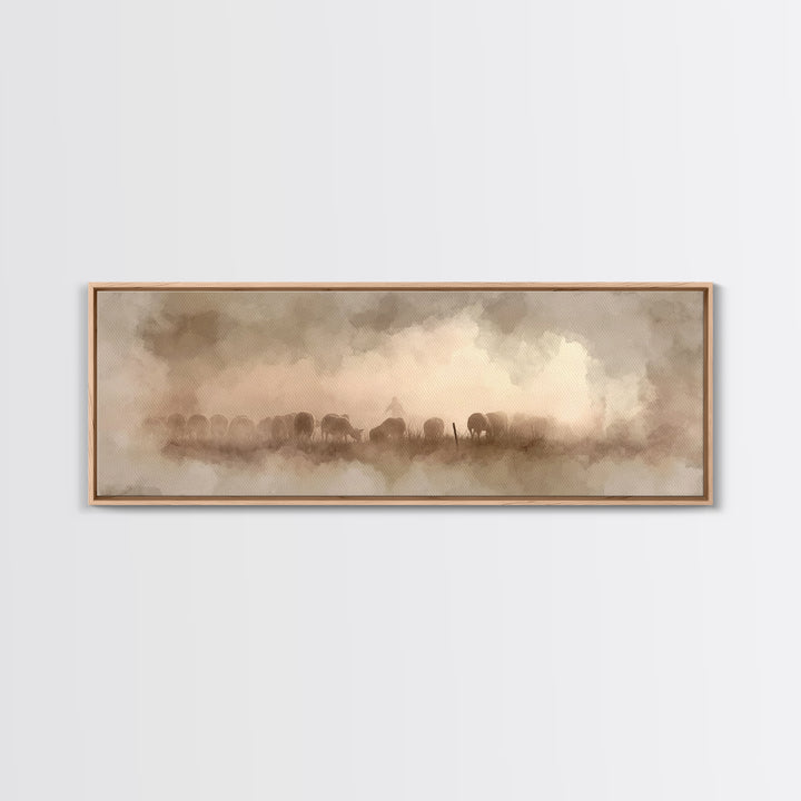 Fields Of Mercy – Framed Canvas Print – Christian Art Print – Panoramic Painting – Jesus Wall Art – Christian Decor – Christmas Art
