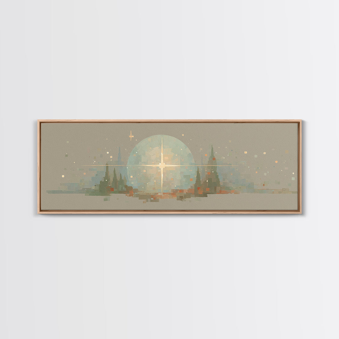 Bethlehem Dawn – Framed Canvas Print – Christian Art Canvas – Panoramic Painting – Christmas Art – Christian Wall Art – Modern Christian Ar