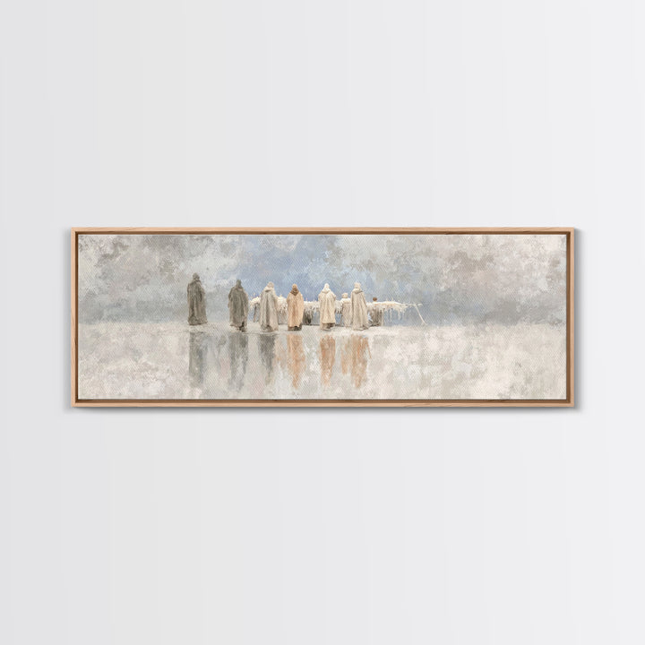 Welcoming Light | Framed Canvas Print | Christian Art Canvas | Panoramic Art | Framed Christmas Art | Christian Wall Art | Christmas Art