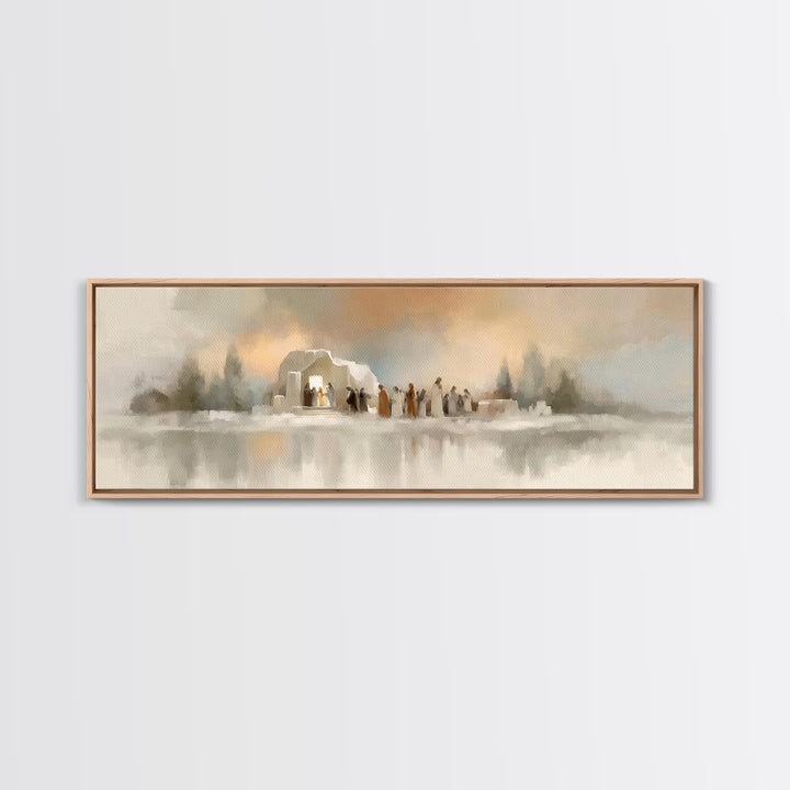 Glory In The Stable – Framed Canvas Print – Panoramic Wall Art – Christian Art Canvas – Christmas Art – Christian Christmas Decorations – C