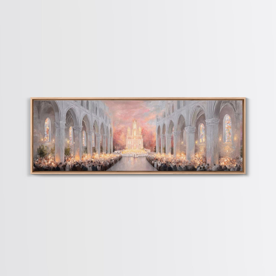 Dawn Of Worship | Framed Canvas Print | Christian Art Canvas | Panoramic Wall Art | Christmas Art Prints | Christian Christmas Art | Modern
